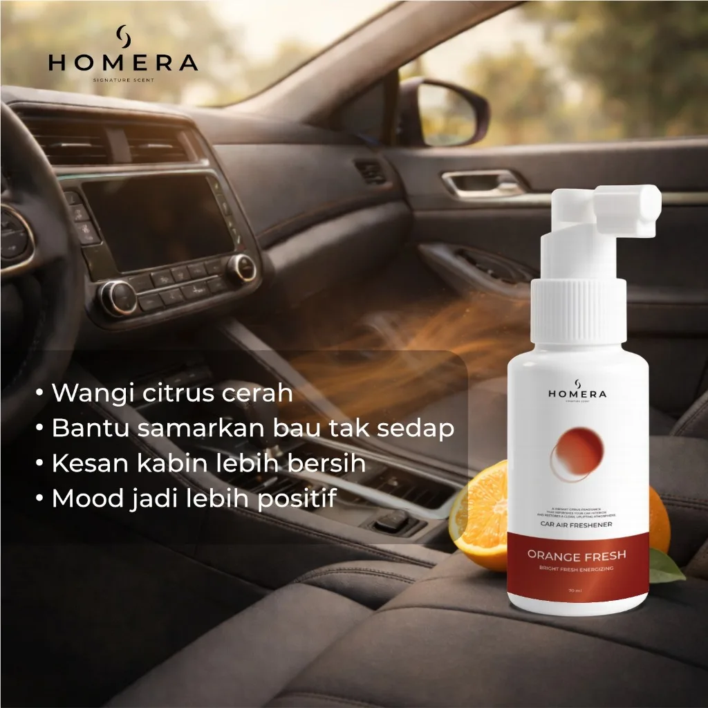 HOMERA Parfum Mobil Orange Fresh 70ml Car Air Freshener Wangi Jeruk Segar Tahan Lama Anti Bau