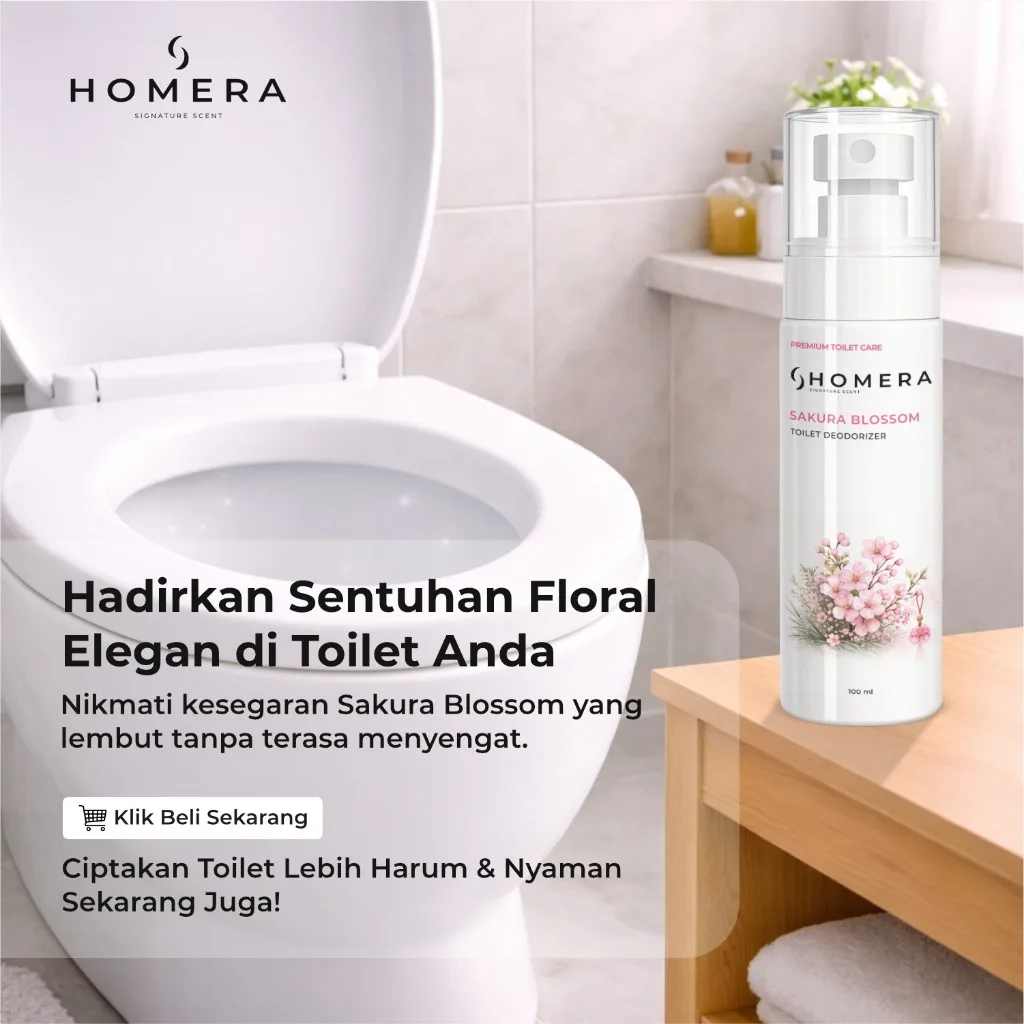 HOMERA Toilet Deodorizer Sakura Blossom 100ml Pengharum Toilet dan Kamar Mandi Fresh Anti Bau