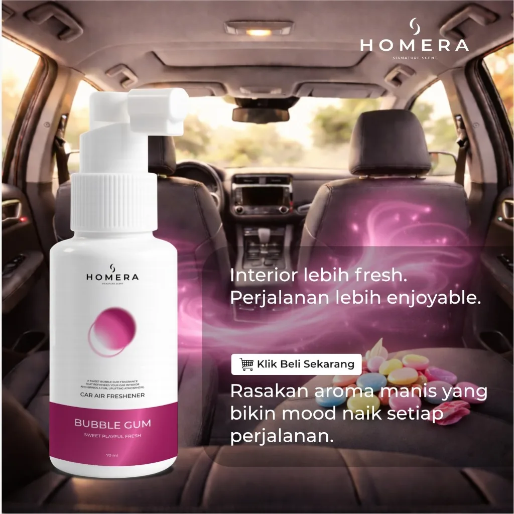 HOMERA Parfum Mobil Bubble Gum 70ml Pewangi Mobil Tahan Lama Anti Bau Wangi Manis Segar Premium