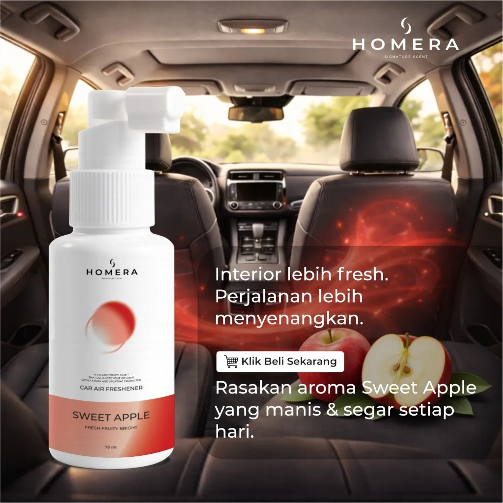 HOMERA Parfum Mobil Sweet Apple 70ml Car Air Freshener Wangi Apel Manis Segar Tahan Lama Anti Bau