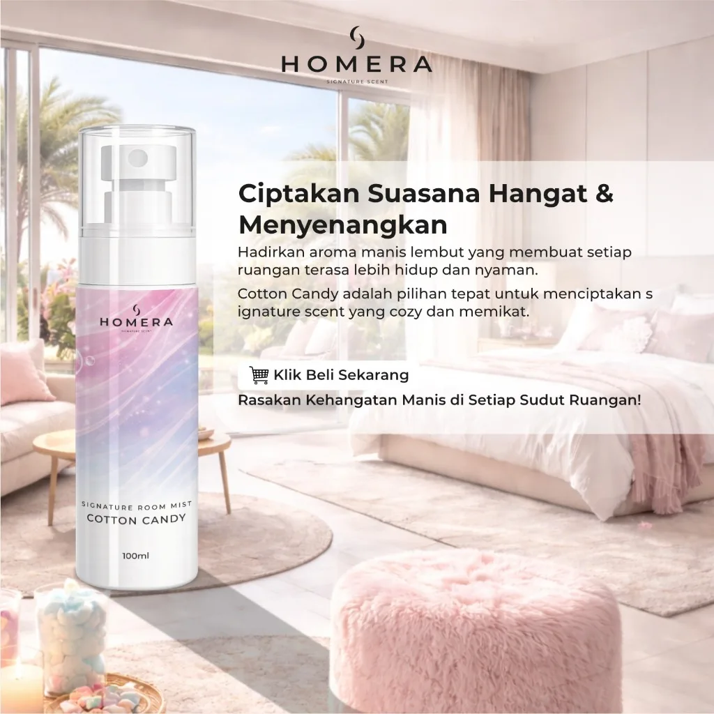 HOMERA Signature Room Mist Cotton Candy 100ml Pengharum Ruangan Manis Tahan Lama
