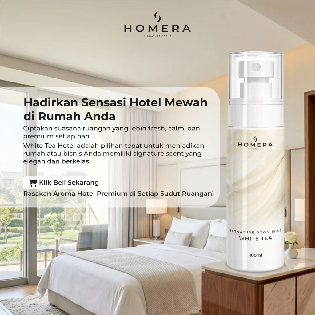 HOMERA Signature Room Mist White Tea 100ml Pengharum Ruangan Clean Elegant Tahan Lama