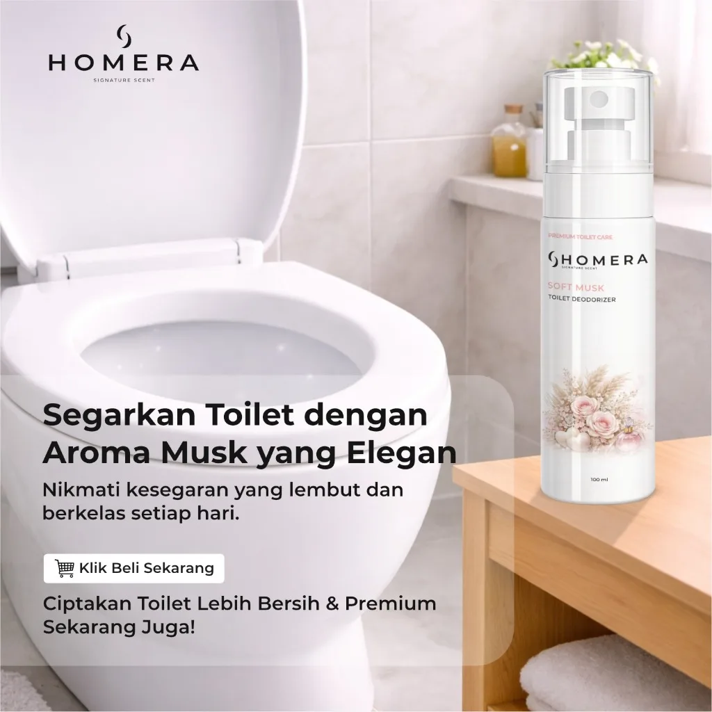 HOMERA Toilet Deodorizer Soft Musk 100ml Sanitizer Pengharum Toilet dan Kamar Mandi Fresh Anti Bau
