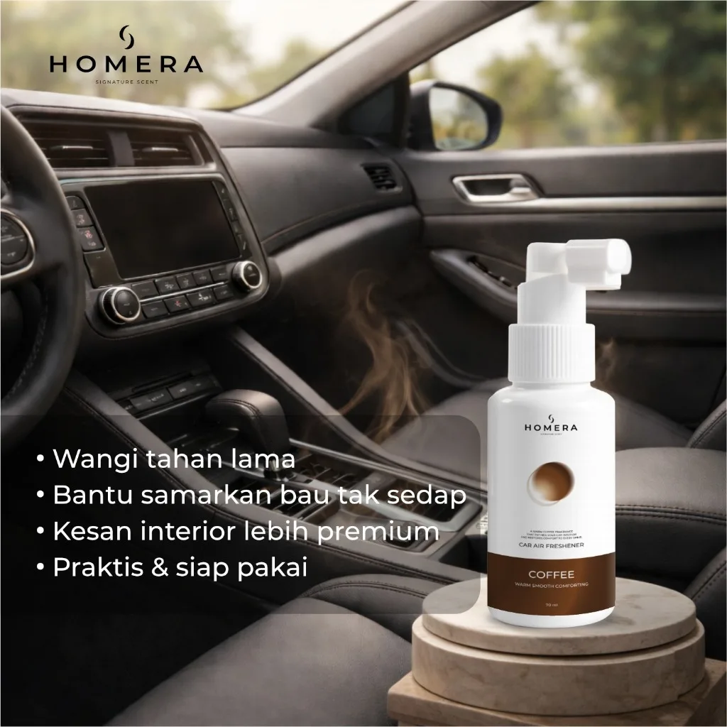 HOMERA Parfum Mobil Coffee 70ml Car Air Freshener Aroma Kopi Tahan Lama Anti Bau Wangi Premium