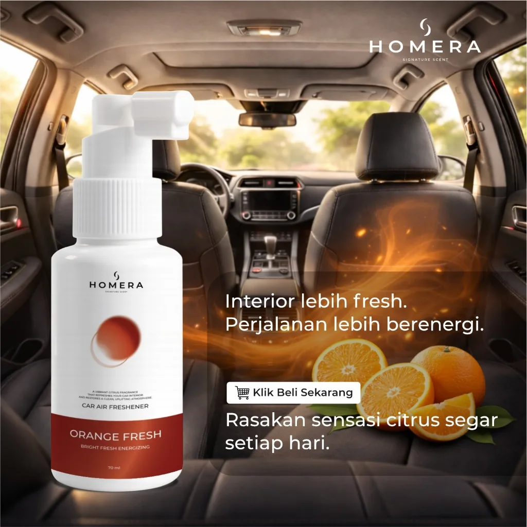 HOMERA Parfum Mobil Orange Fresh 70ml Car Air Freshener Wangi Jeruk Segar Tahan Lama Anti Bau