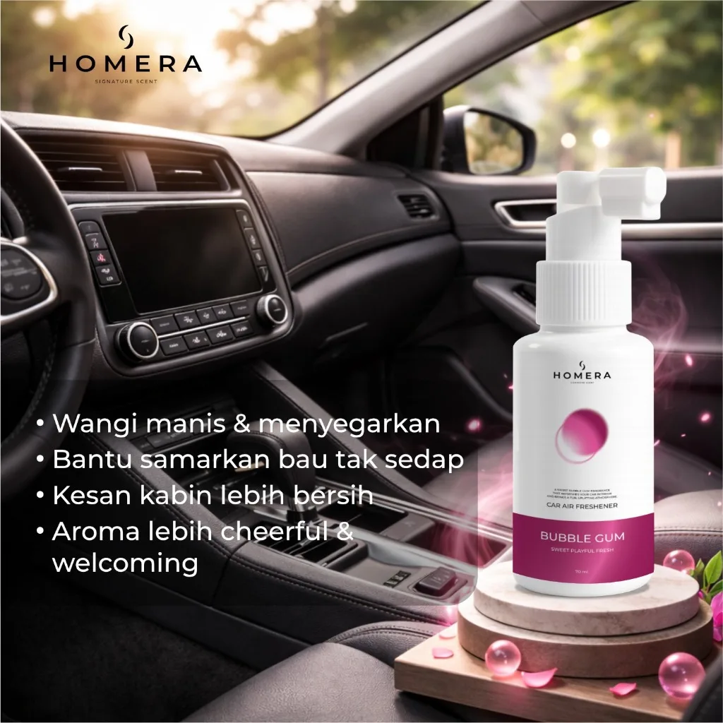 HOMERA Parfum Mobil Bubble Gum 70ml Pewangi Mobil Tahan Lama Anti Bau Wangi Manis Segar Premium
