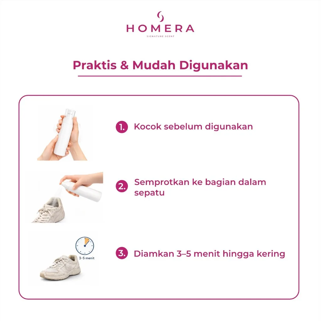 HOMERA Shoes Deodorizer Sweet Lychee 100ml Penghilang Bau Sepatu Anti Bakteri Jamur