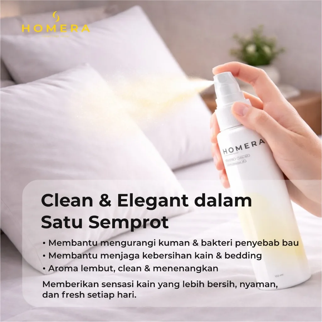 HOMERA Linen Spray Baby Clean 100ml Anti Bakteri Pewangi Sprei Pengharum Kamar Tahan Lama