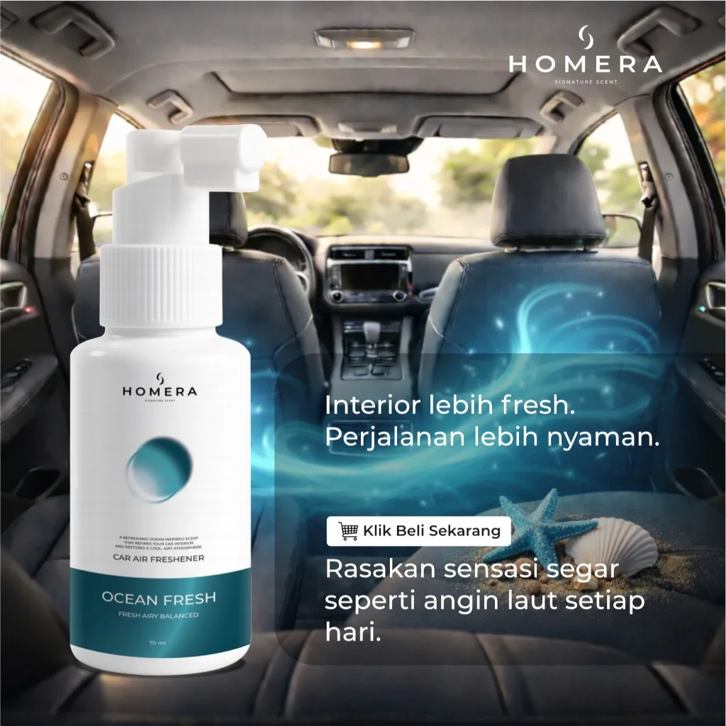 HOMERA Parfum Mobil Ocean Fresh 70ml Car Air Freshener Wangi Segar Tahan Lama Anti Bau Premium