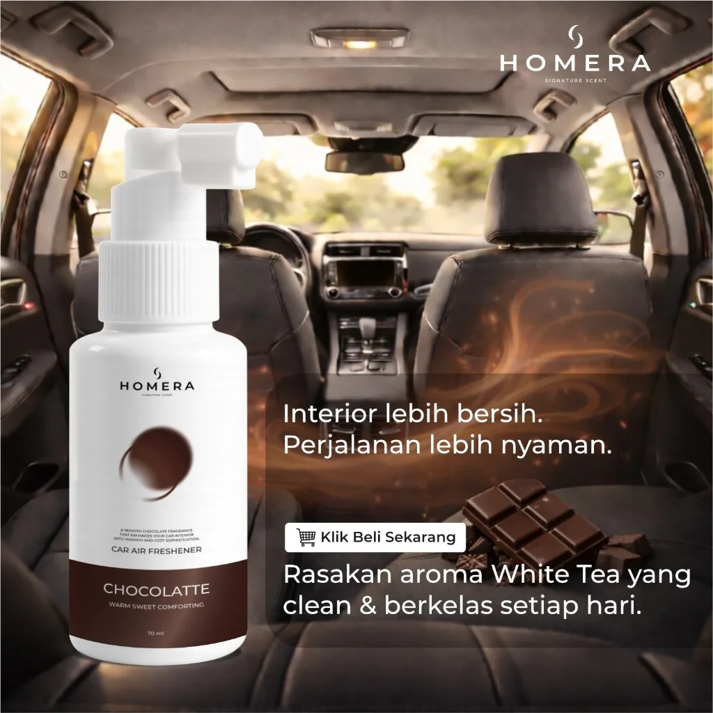 HOMERA Parfum Mobil Chocolate 70ml Car Air Freshener Wangi Coklat Manis Tahan Lama Anti Bau