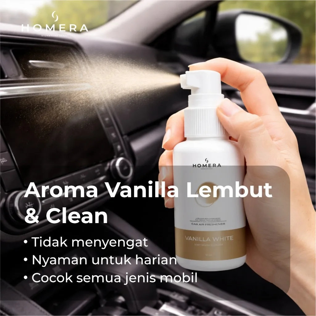HOMERA Parfum Mobil Vanilla White 70ml Car Air Freshener Wangi Vanilla Lembut Tahan Lama Anti Bau