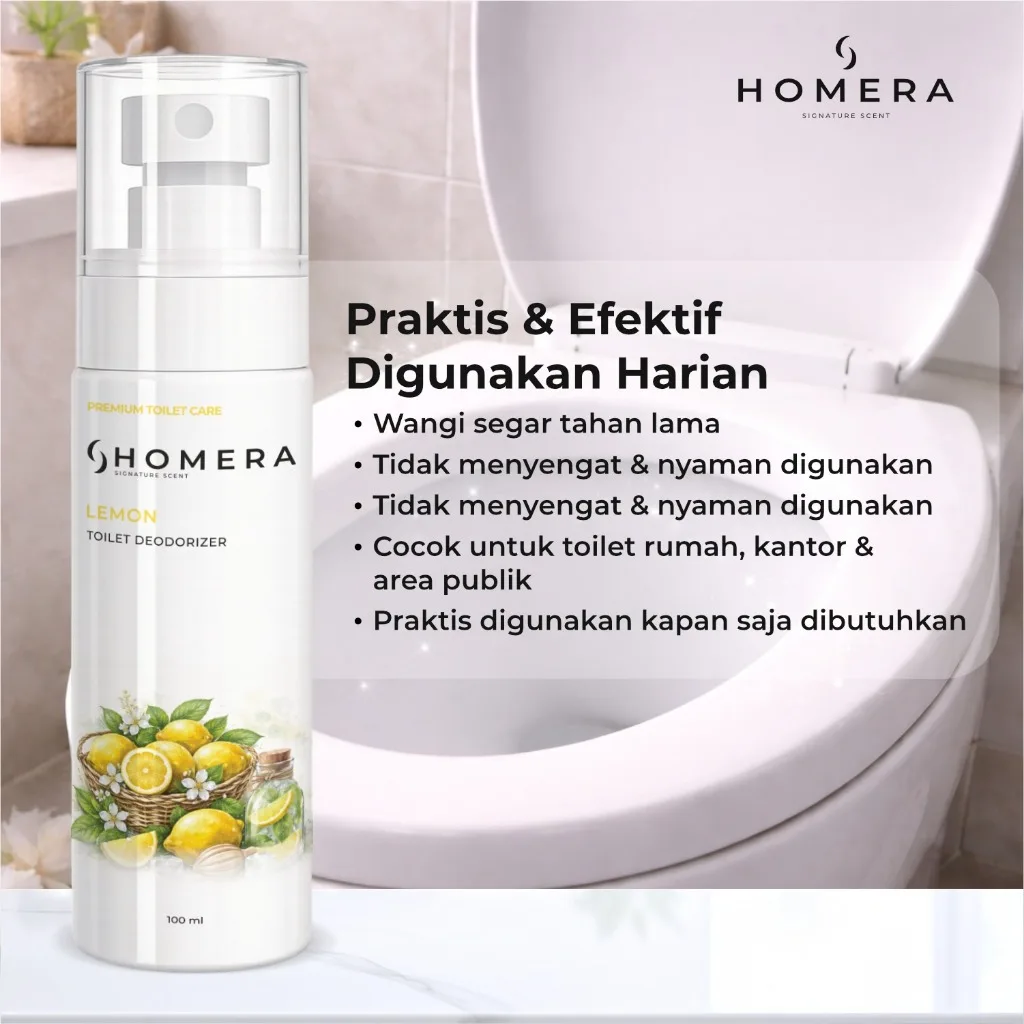 HOMERA Toilet Deodorizer Lemon Fresh 100ml Pengharum WC Kamar Mandi Anti Bau Sanitizer