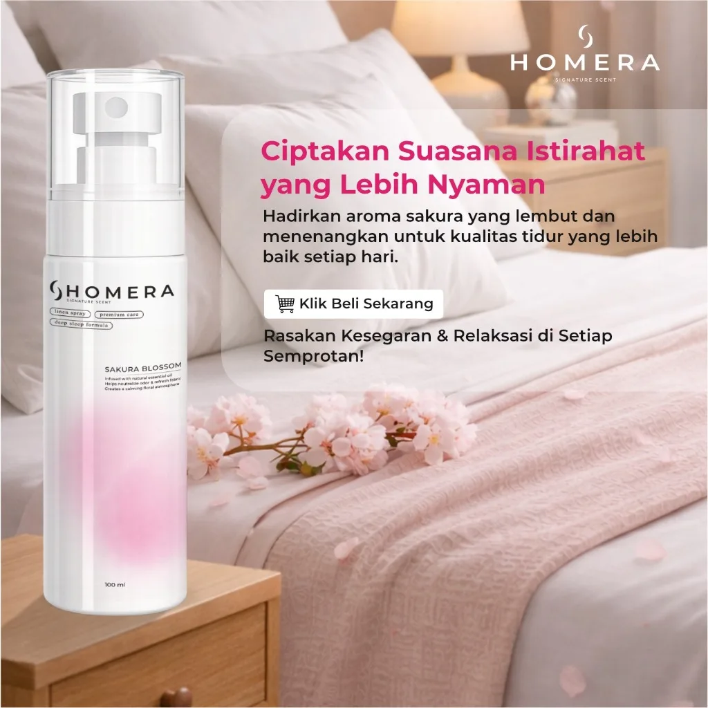 HOMERA Linen Spray Sakura Blossom 100ml Anti Bakteri Pewangi Sprei Pengharum Kamar