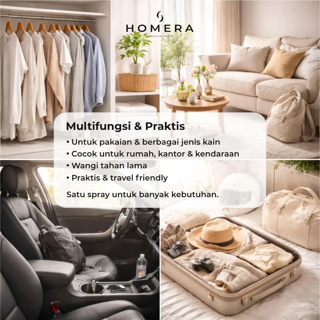 HOMERA Fabric Refresher Fresh Laundry 100ml Pewangi Pakaian Penghilang Bau Laundry Spray