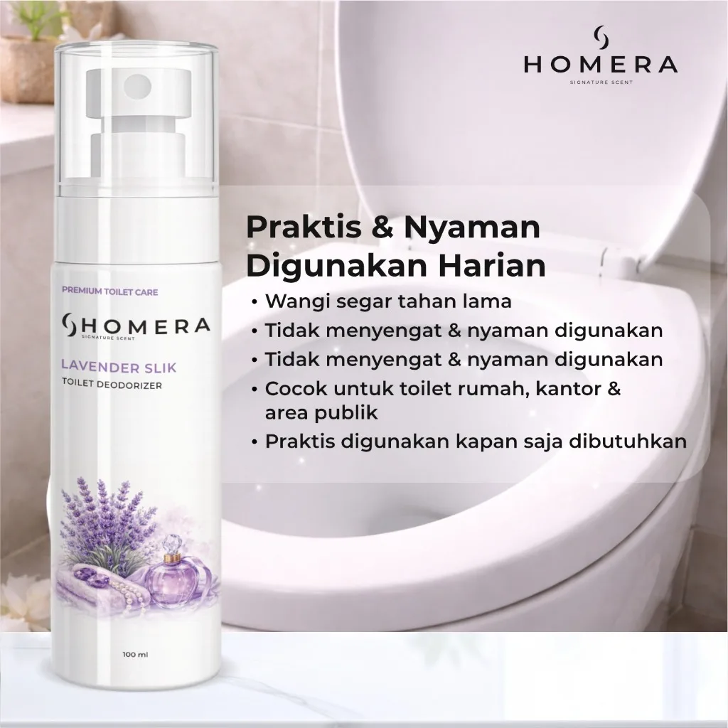 HOMERA Toilet Deodorizer Lavender Silk 100ml Pengharum Toilet dan Kamar Mandi Fresh Anti Bau