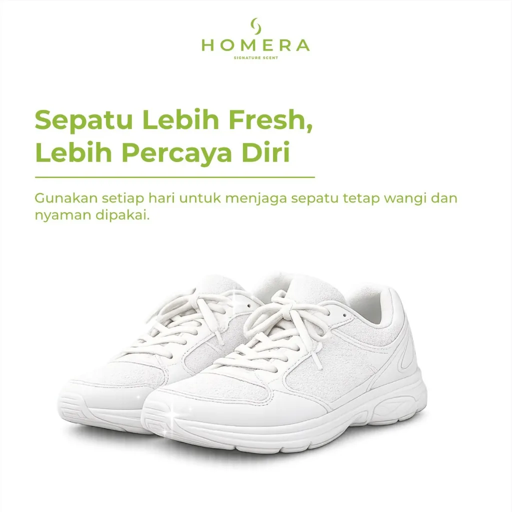 HOMERA Shoes Deodorizer Green Clean 100ml Anti Bakteri Jamur Penghilang Bau Sepatu