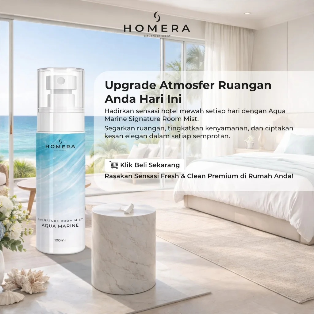 HOMERA Signature Room Mist Aqua Marine 100ml Pengharum Ruangan Fresh Clean Tahan Lama