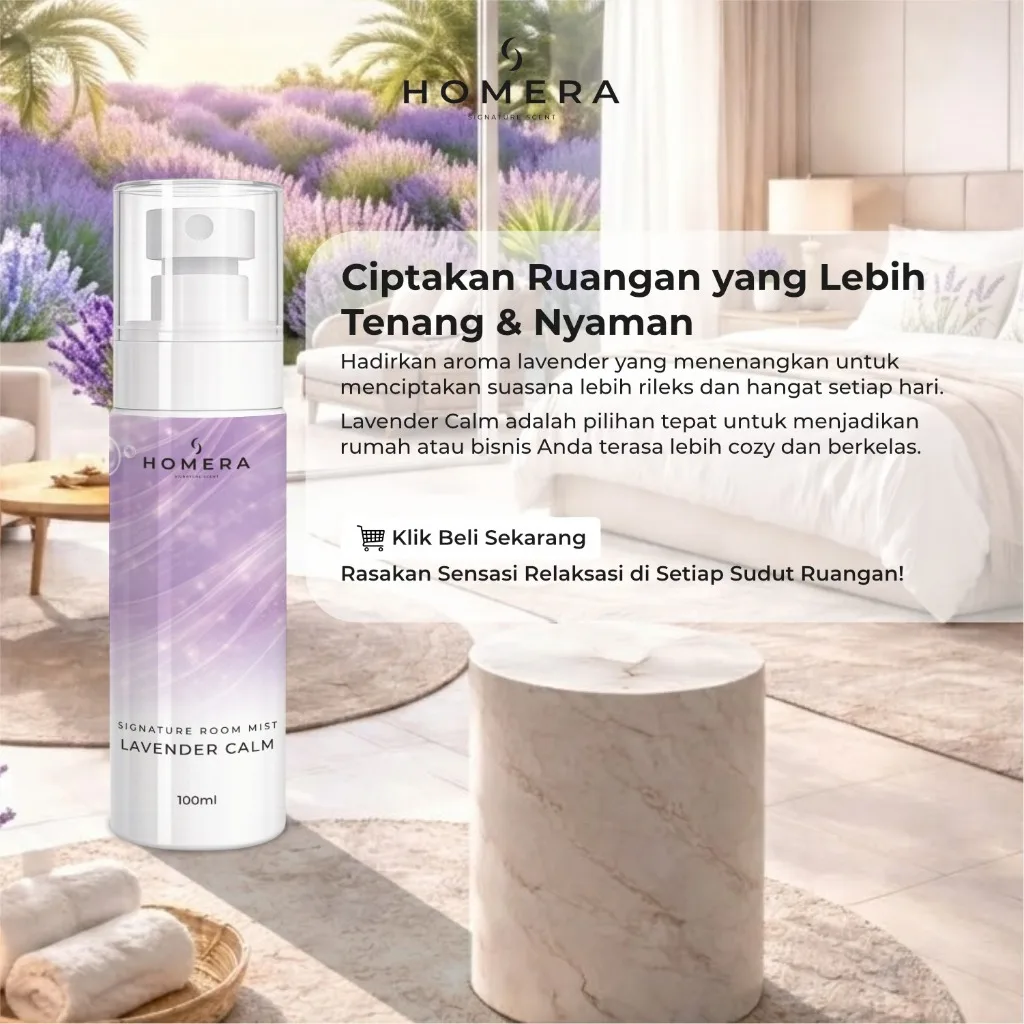 HOMERA Signature Room Mist Lavender Calm 100ml Pengharum Ruangan Relaxing Tahan Lama