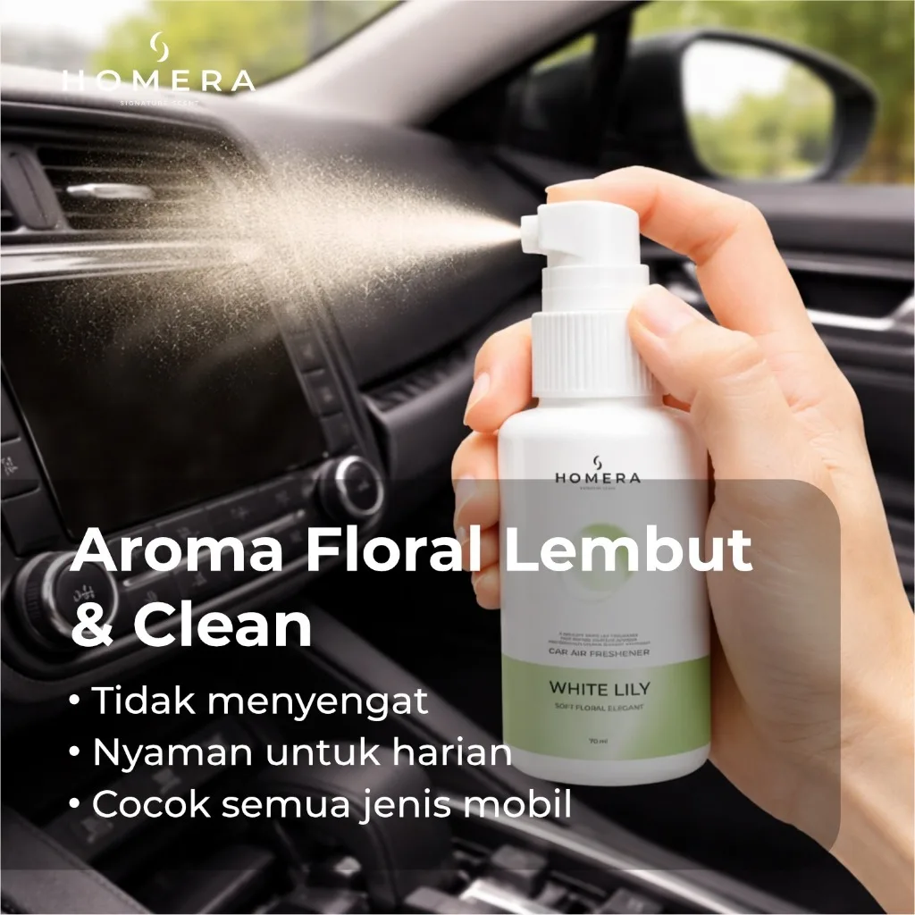 HOMERA Parfum Mobil White Tea 70ml Car Air Freshener Wangi Clean Elegan Tahan Lama Anti Bau