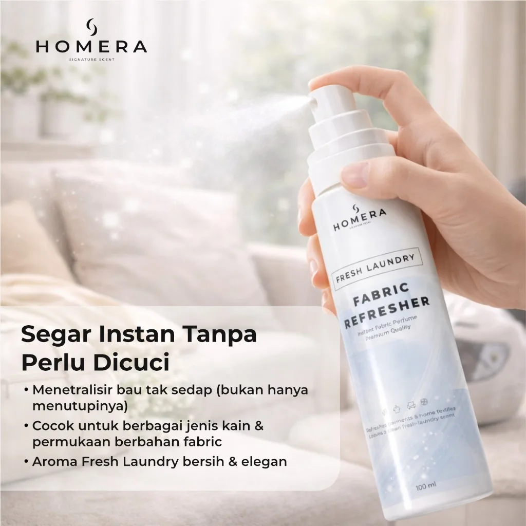 HOMERA Fabric Refresher Fresh Laundry 100ml Pewangi Pakaian Penghilang Bau Laundry Spray