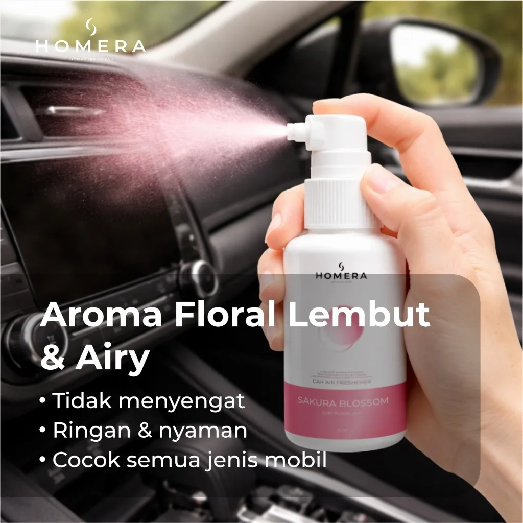 HOMERA Parfum Mobil Sakura Blossom 70ml Car Air Freshener Wangi Floral Tahan Lama Anti Bau