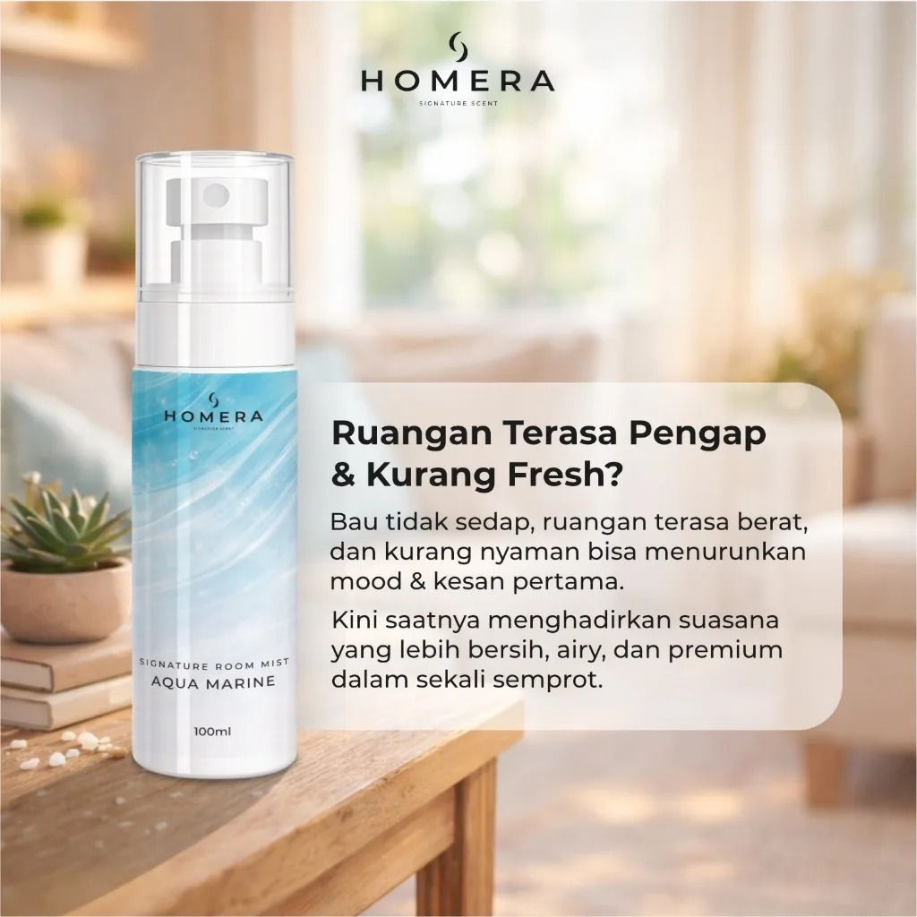 HOMERA Signature Room Mist Aqua Marine 100ml Pengharum Ruangan Fresh Clean Tahan Lama