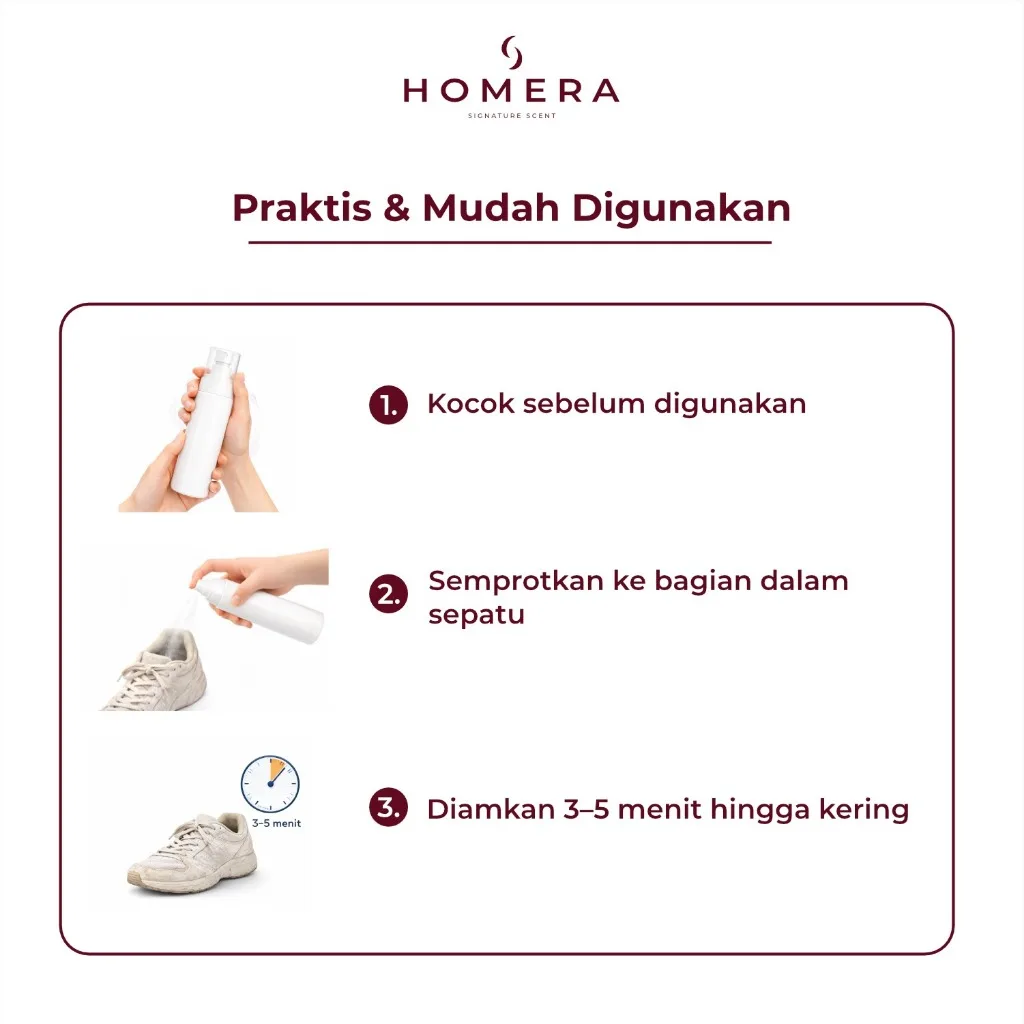 HOMERA Shoes Deodorizer Strawberry Fresh 100ml Anti Bakteri Jamur Penghilang Bau Sepatu