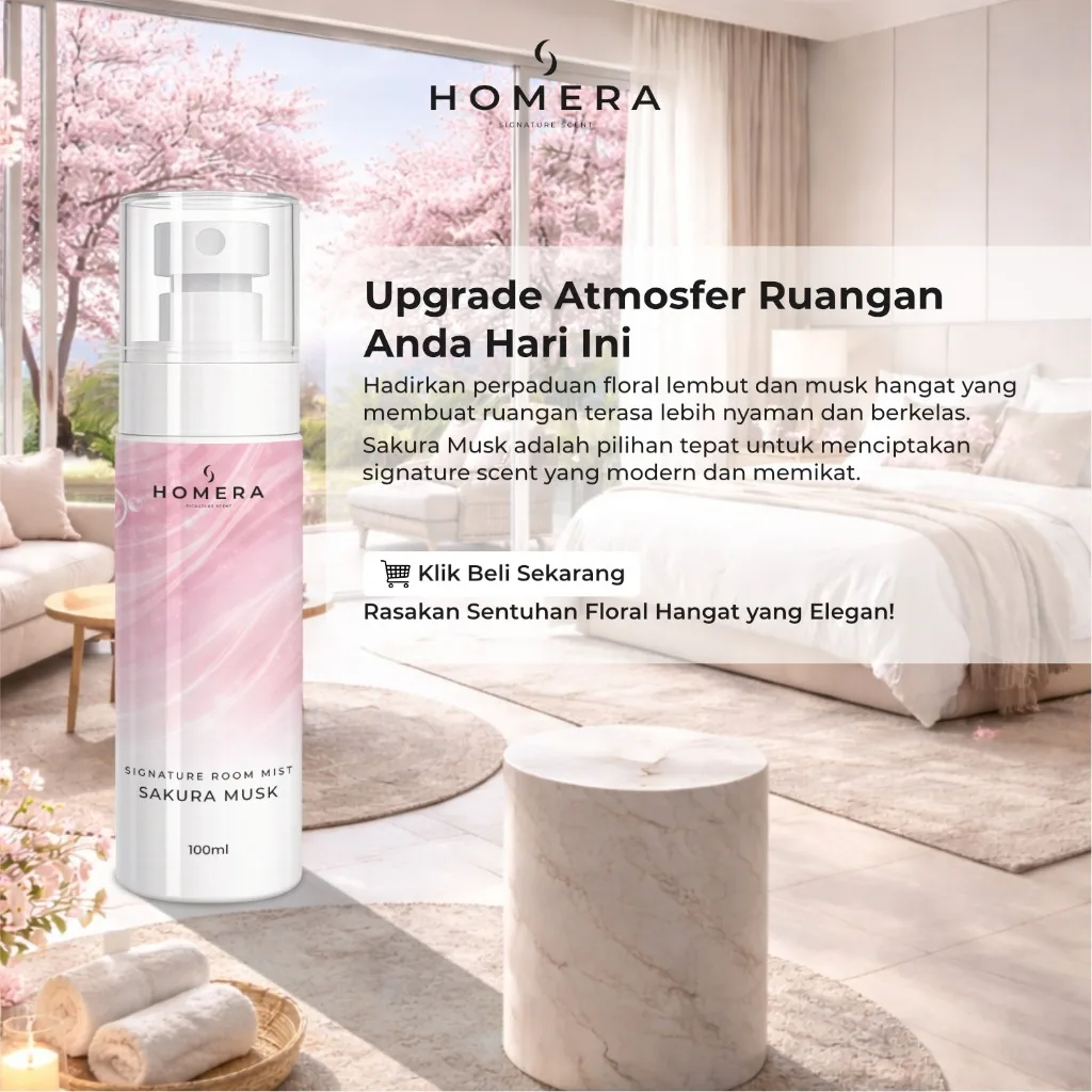 HOMERA Signature Room Mist Sakura Musk 100ml Pengharum Ruangan Floral Soft Tahan Lama