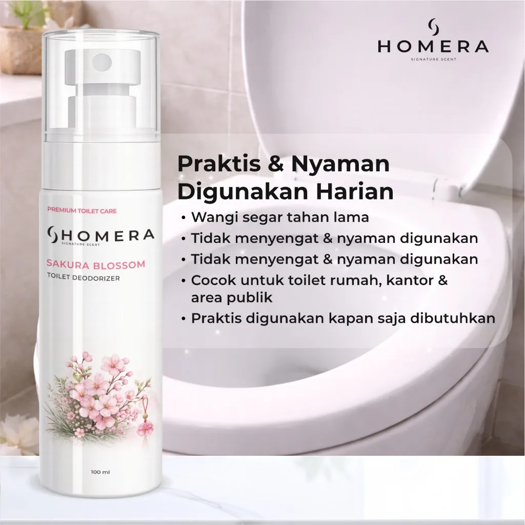 HOMERA Toilet Deodorizer Sakura Blossom 100ml Pengharum Toilet dan Kamar Mandi Fresh Anti Bau