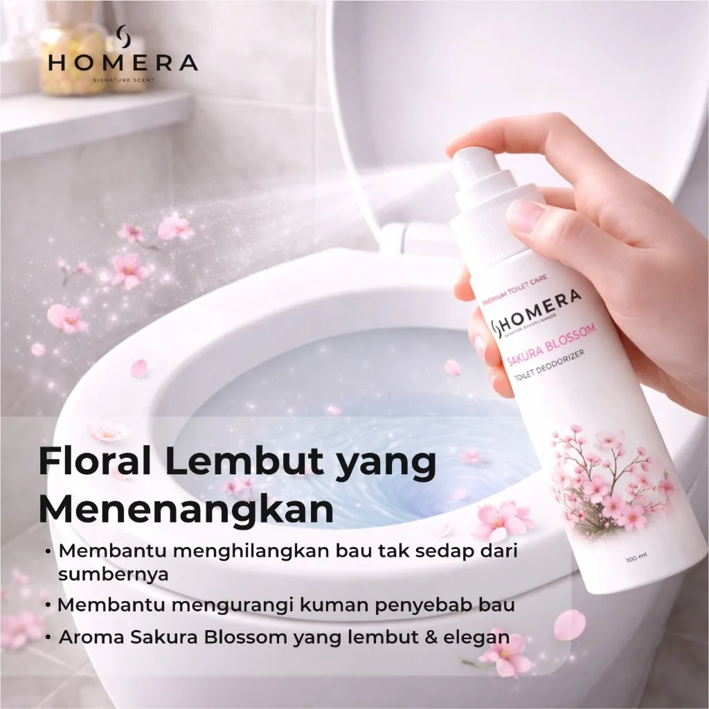 HOMERA Toilet Deodorizer Sakura Blossom 100ml Pengharum Toilet dan Kamar Mandi Fresh Anti Bau