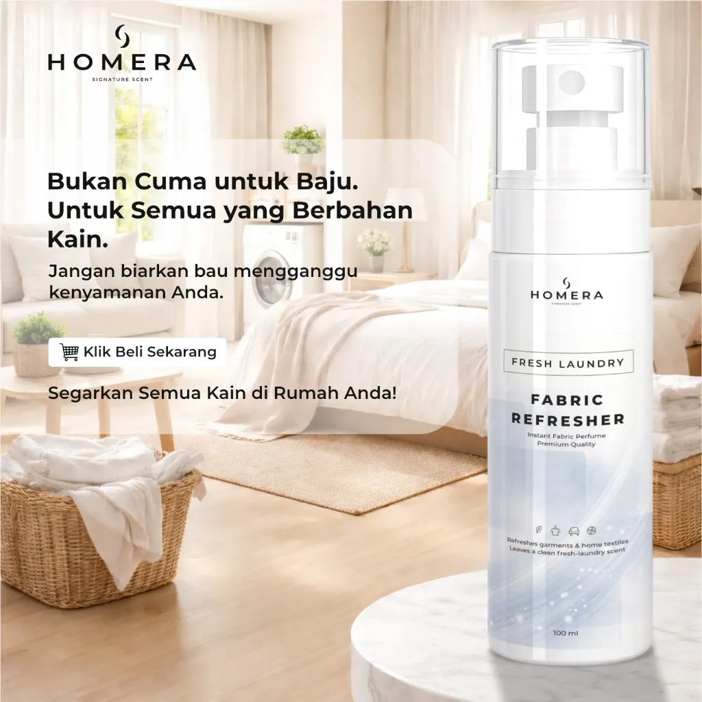 HOMERA Fabric Refresher Fresh Laundry 100ml Pewangi Pakaian Penghilang Bau Laundry Spray