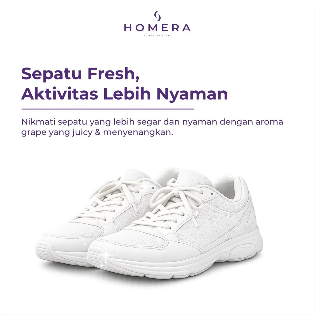HOMERA Shoes Deodorizer Grape Fresh 100ml Anti Bakteri Jamur Penghilang Bau Sepatu