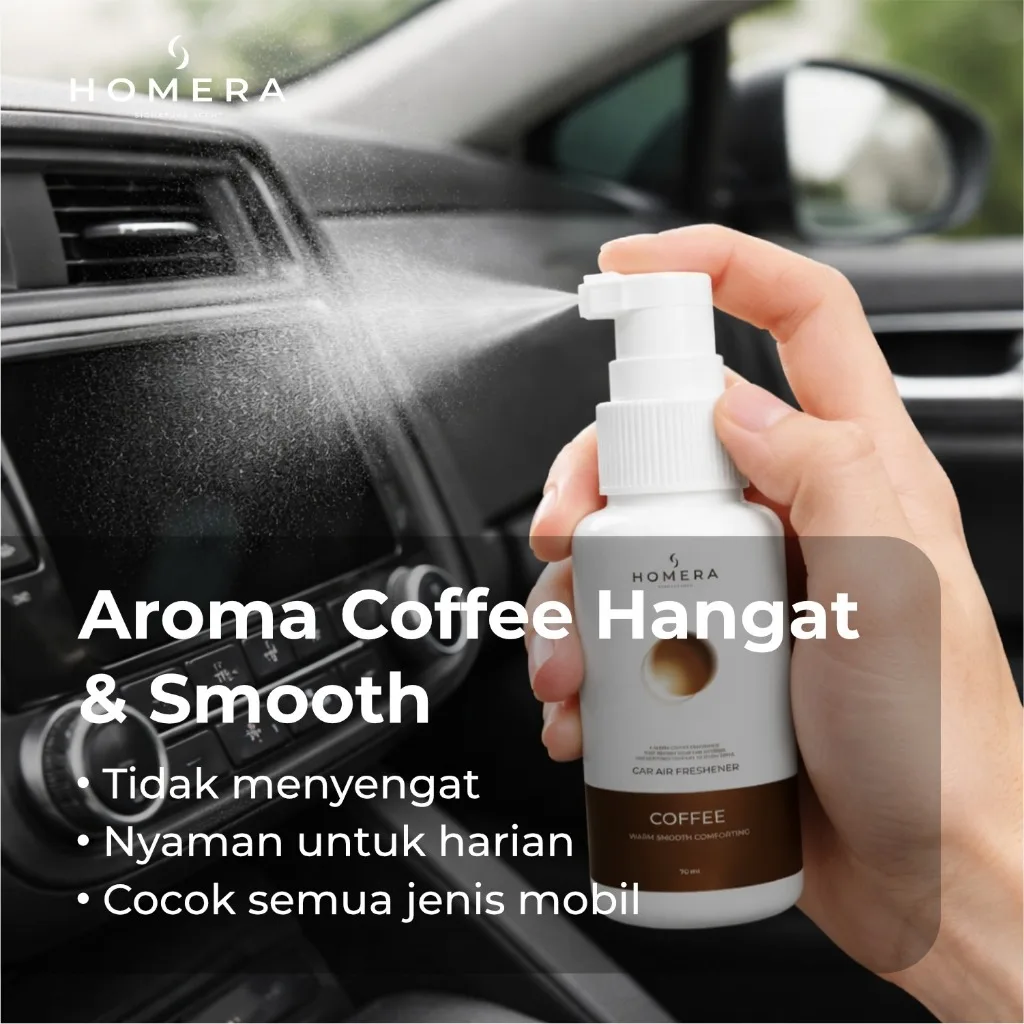 HOMERA Parfum Mobil Coffee 70ml Car Air Freshener Aroma Kopi Tahan Lama Anti Bau Wangi Premium