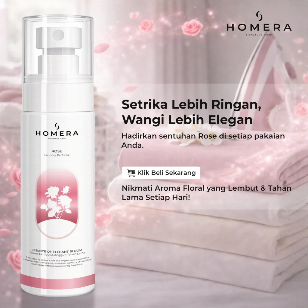 HOMERA Laundry Perfume Rose 100ml Pewangi Setrika Pengharum Pakaian Wangi Tahan Lama