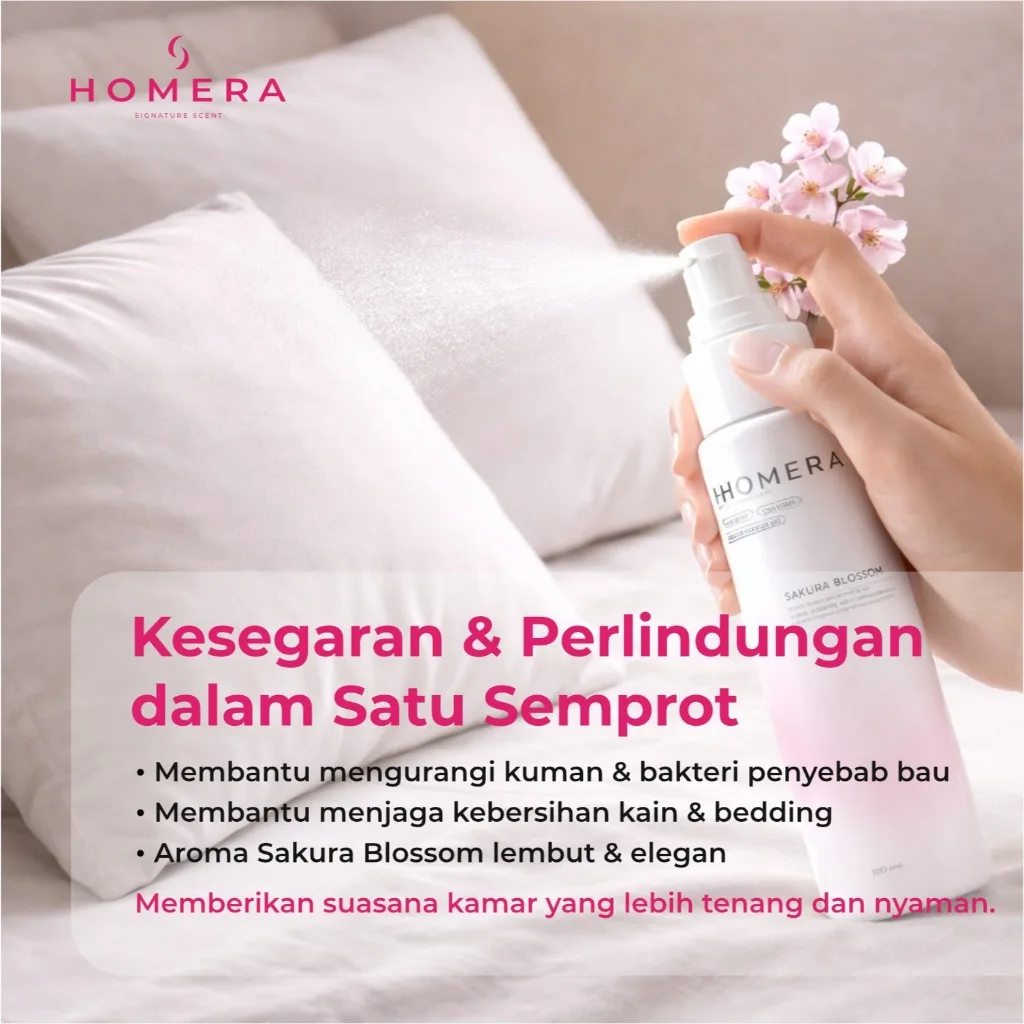 HOMERA Linen Spray Sakura Blossom 100ml Anti Bakteri Pewangi Sprei Pengharum Kamar