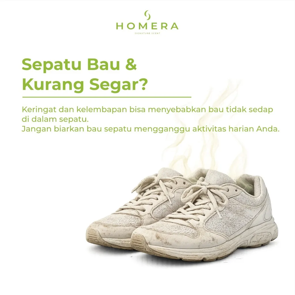 HOMERA Shoes Deodorizer Green Clean 100ml Anti Bakteri Jamur Penghilang Bau Sepatu
