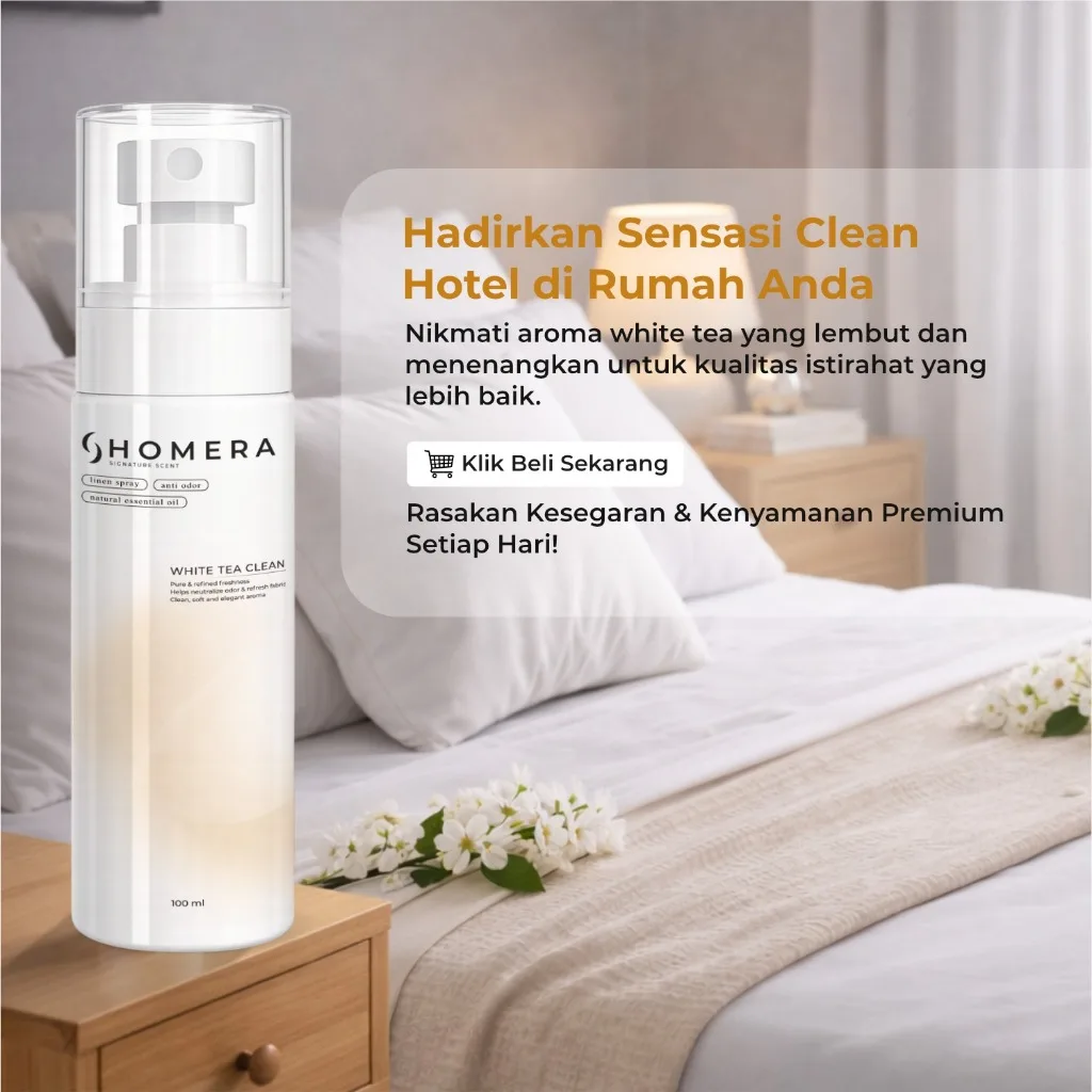 HOMERA Linen Spray White Tea Clean 100ml Anti Bakteri Pewangi Sprei Pengharum Kamar