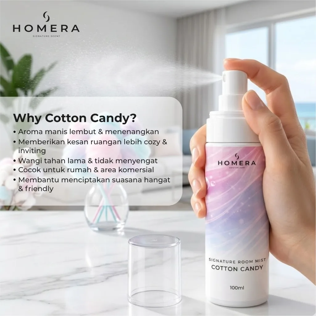 HOMERA Signature Room Mist Cotton Candy 100ml Pengharum Ruangan Manis Tahan Lama