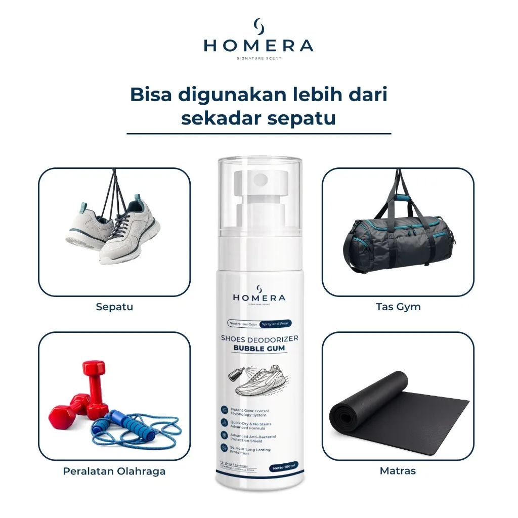 HOMERA Shoes Deodorizer Bubble Gum 100ml Anti Bakteri Jamur Penghilang Bau Sepatu