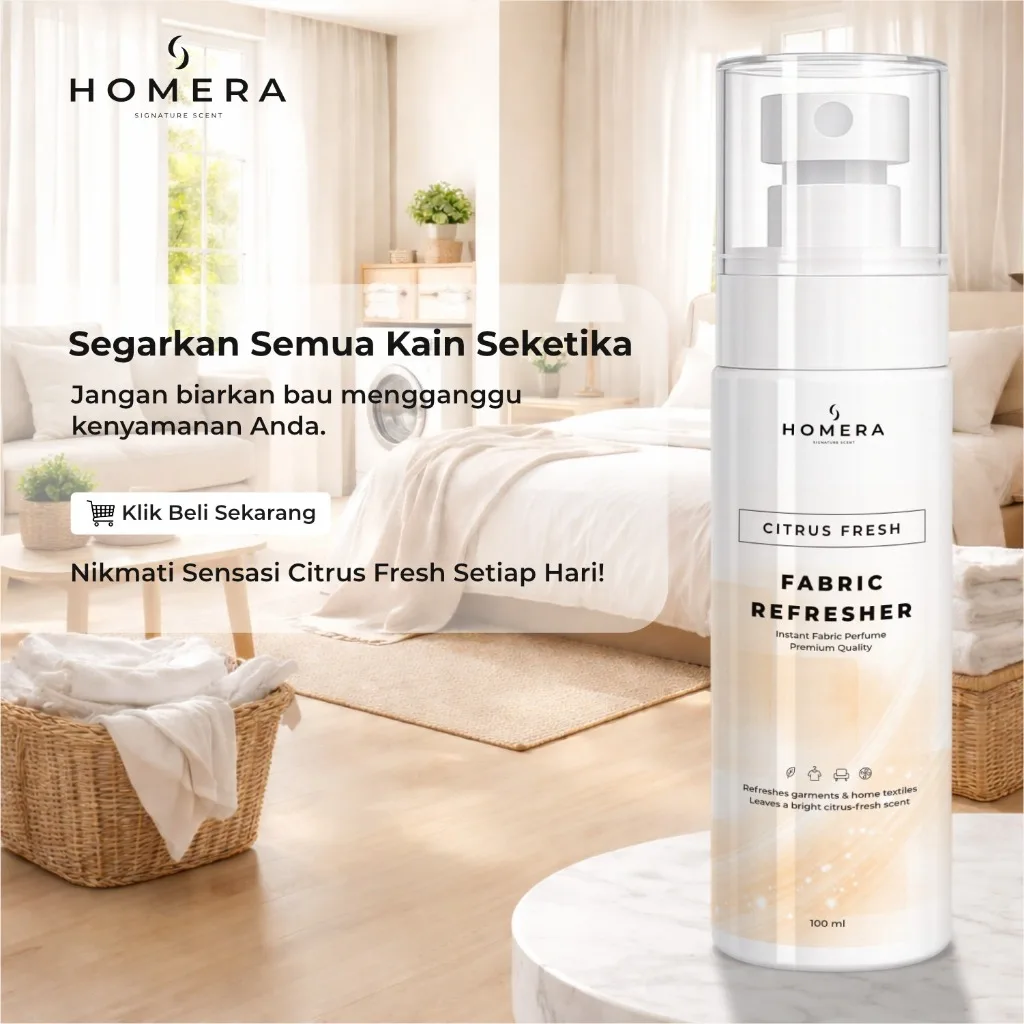 HOMERA Fabric Refresher Citrus Fresh 100ml Pewangi Pakaian Penghilang Bau Spray