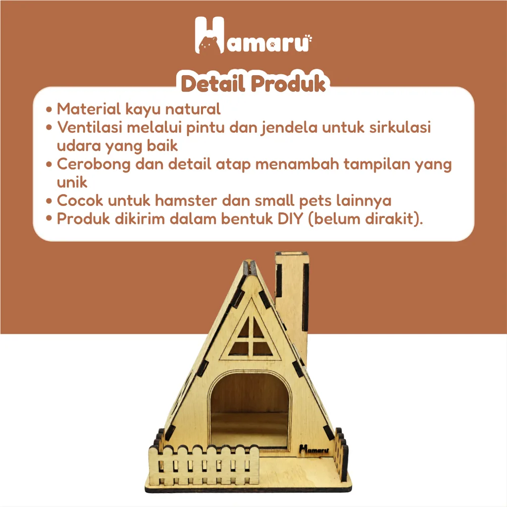 HAMARU Rumah Kayu Hamster DIY Rakitan Murah - Mini Cottage