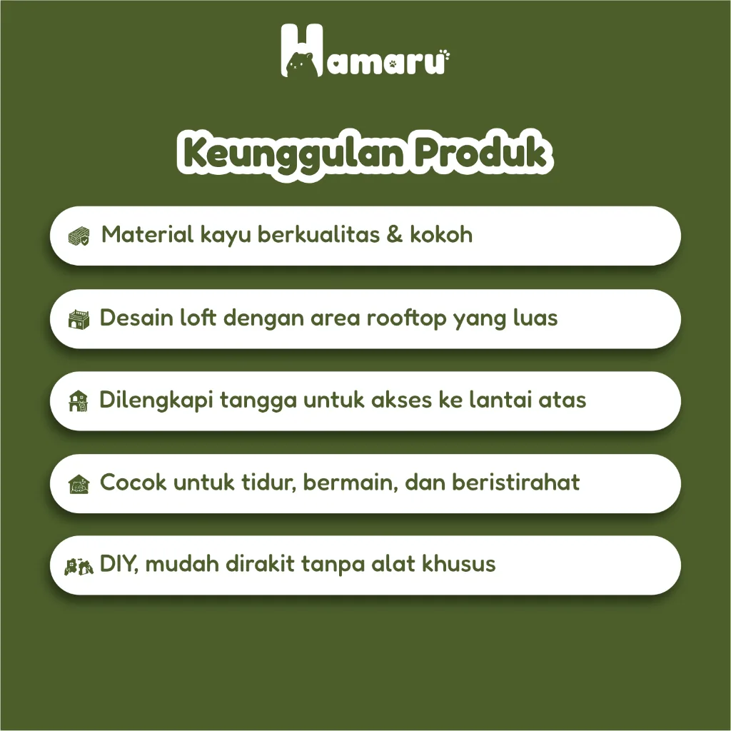 HAMARU Rumah Kayu Hamster DIY Rakitan Murah - Loft House
