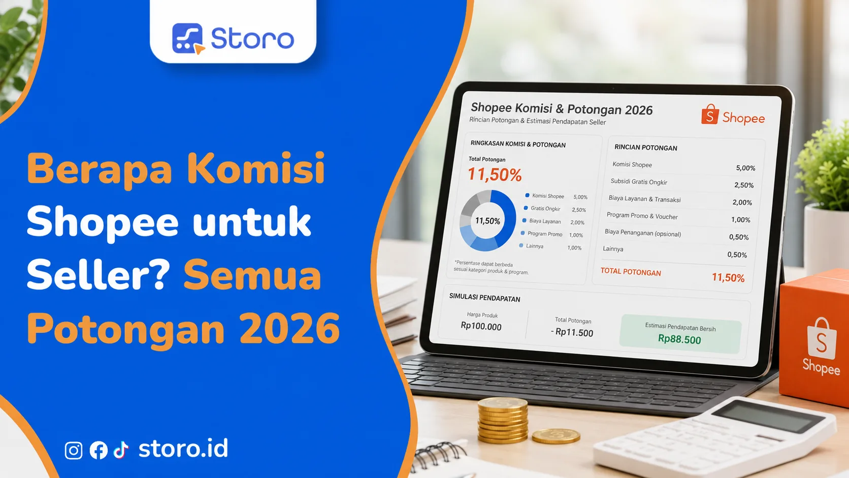 Berapa Komisi Shopee untuk Seller? Semua Potongan 2026