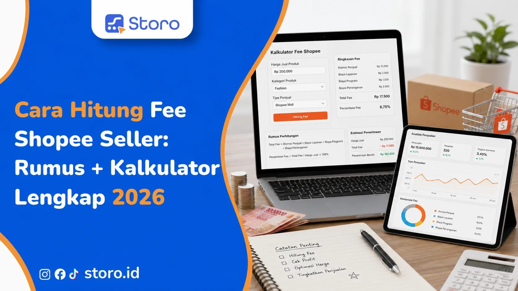 Cara Hitung Fee Shopee Seller: Rumus + Kalkulator Lengkap 2026