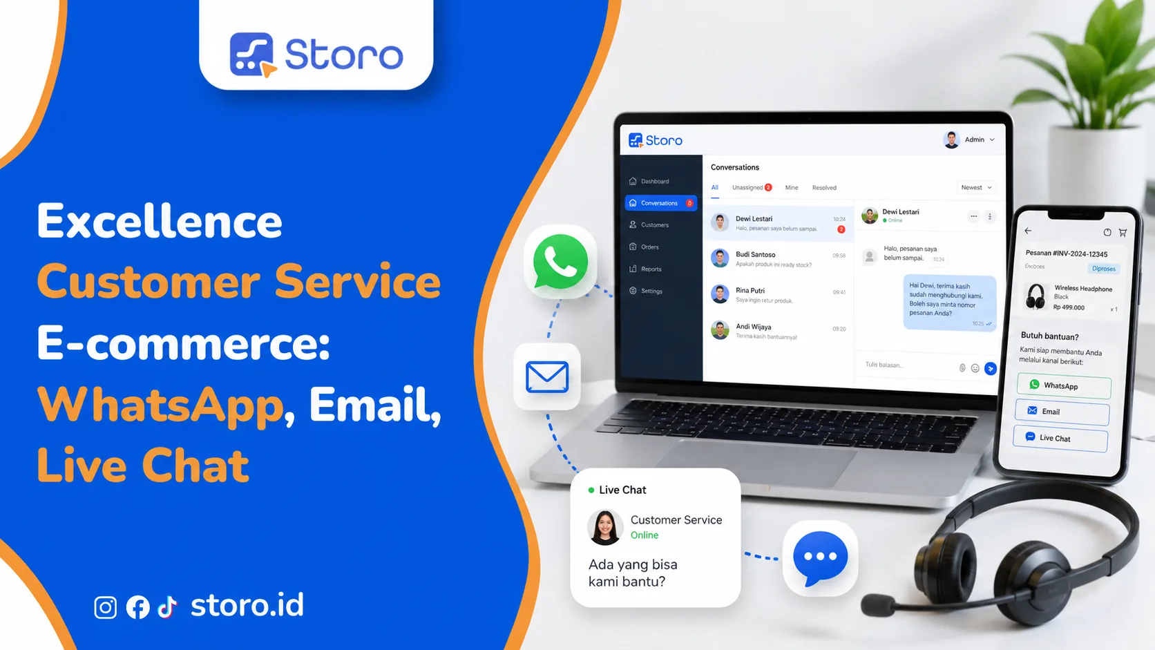 Excellence Customer Service E-commerce: WhatsApp, Email, Live Chat