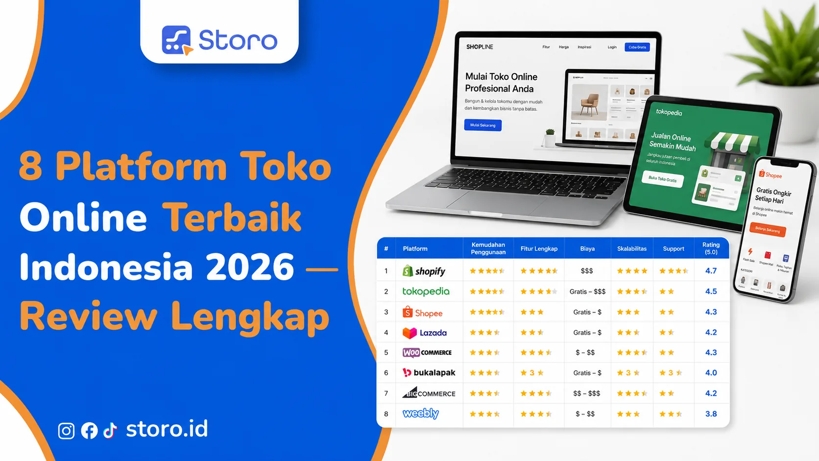 8 Platform Toko Online Terbaik Indonesia 2026 — Review Lengkap