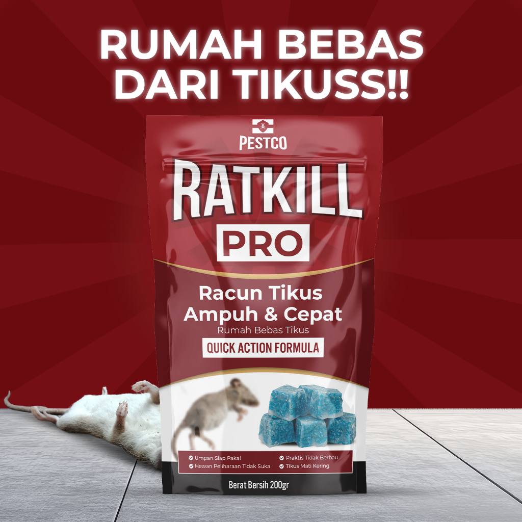 PESTCO Racun Tikus Paling Ampuh Mati Kering – Obat Tikus Anti Bau & Anti Tikus Balik Lagi 200GR