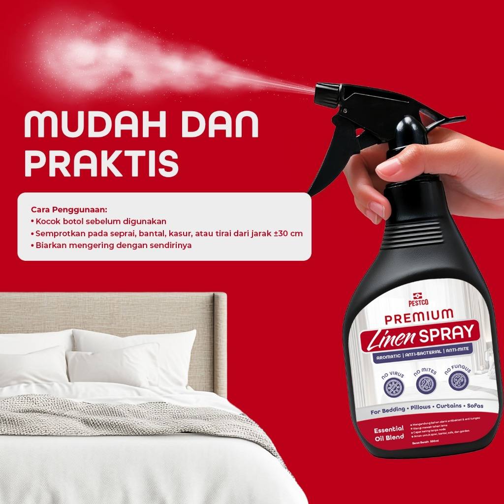 PESTCO Aromatherapy Linen Spray Premium Penghilang Bau Anti Tungau Anti Bakteri Wangi Mewah 500ml