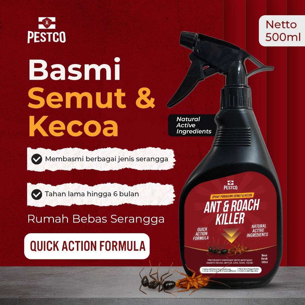 PESTCO Obat Kecoa Ampuh 500ml Semprotan Pengusir Kecoa & Semut Anti Serangga Ant & Roach Killer Aman