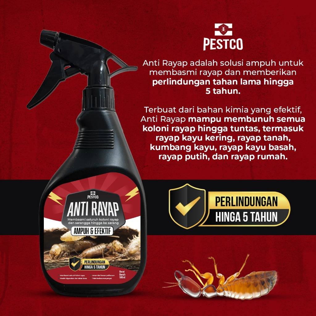 PESTCO Anti Rayap 500ml Obat Rayap Kayu & Tanah Cairan Pembasmi Rayap Racun Rayap